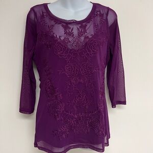 International Concepts Plum Lace Women's Top w/Cami size Lrg